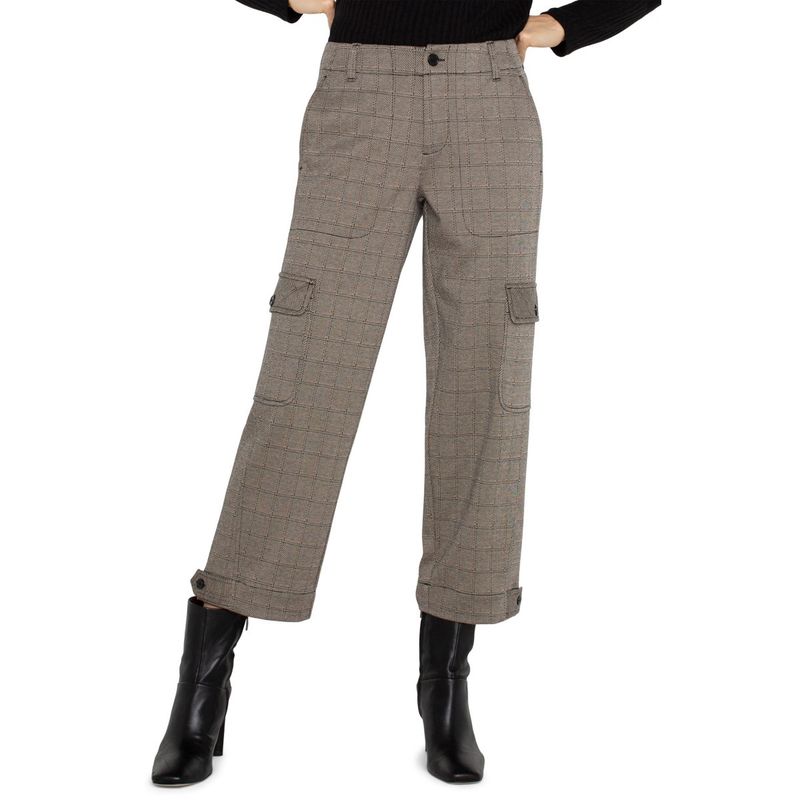 Liverpool Utility Peppercorn Plaid Crop Trousers