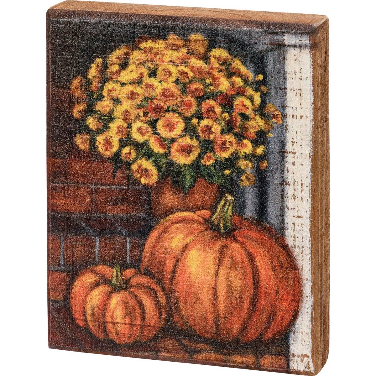 Wood Fall Pumpkins Block sign