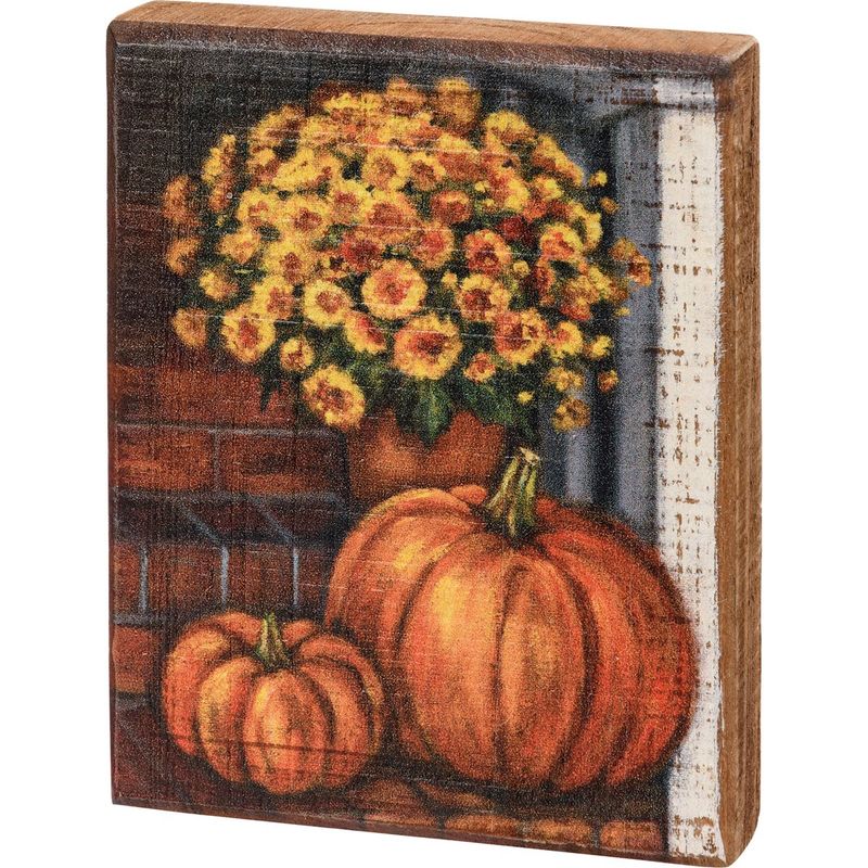Wood Fall Pumpkins Block sign