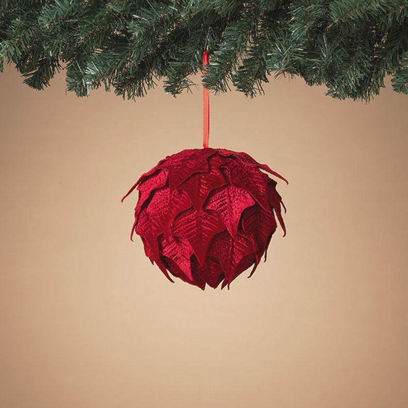 Hanging Poinsettia Ball Ornaments