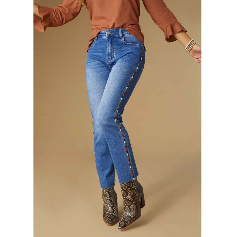 Coco &amp; Carmen Everstretch Embroidered Stripe Jeans