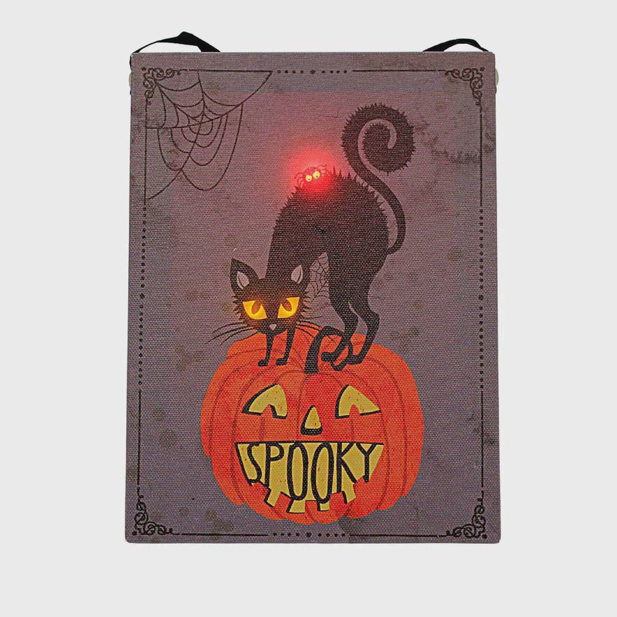 Lighted Halloween Cat Canvas Print