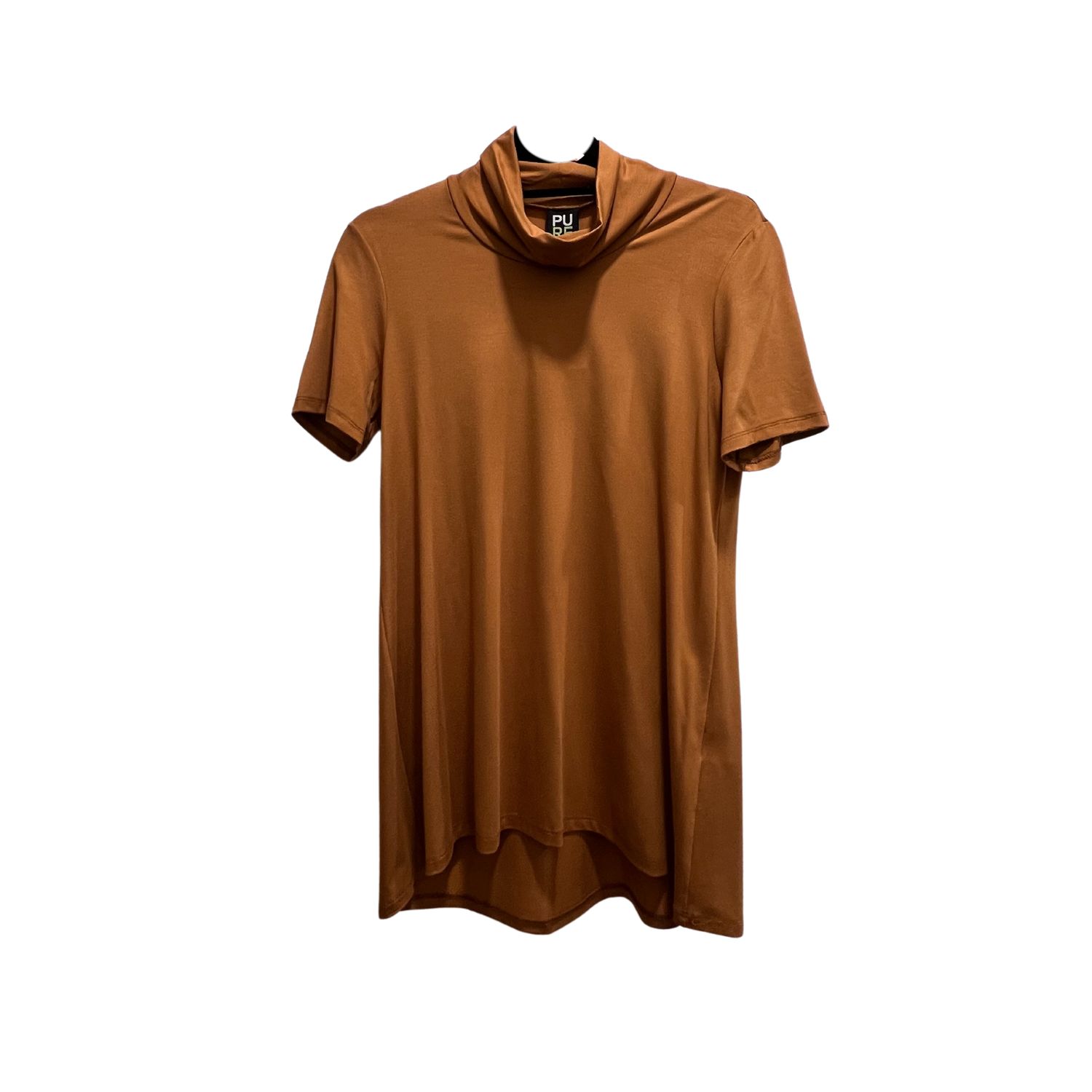 Pure Essence Mock Neck Short Sleeve, Size: XS, Colour: Nutmeg