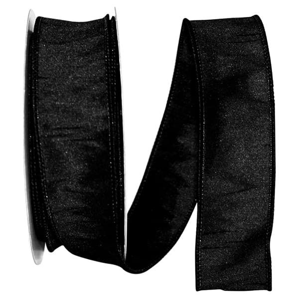 Dupioni Supreme Black Wired Edge