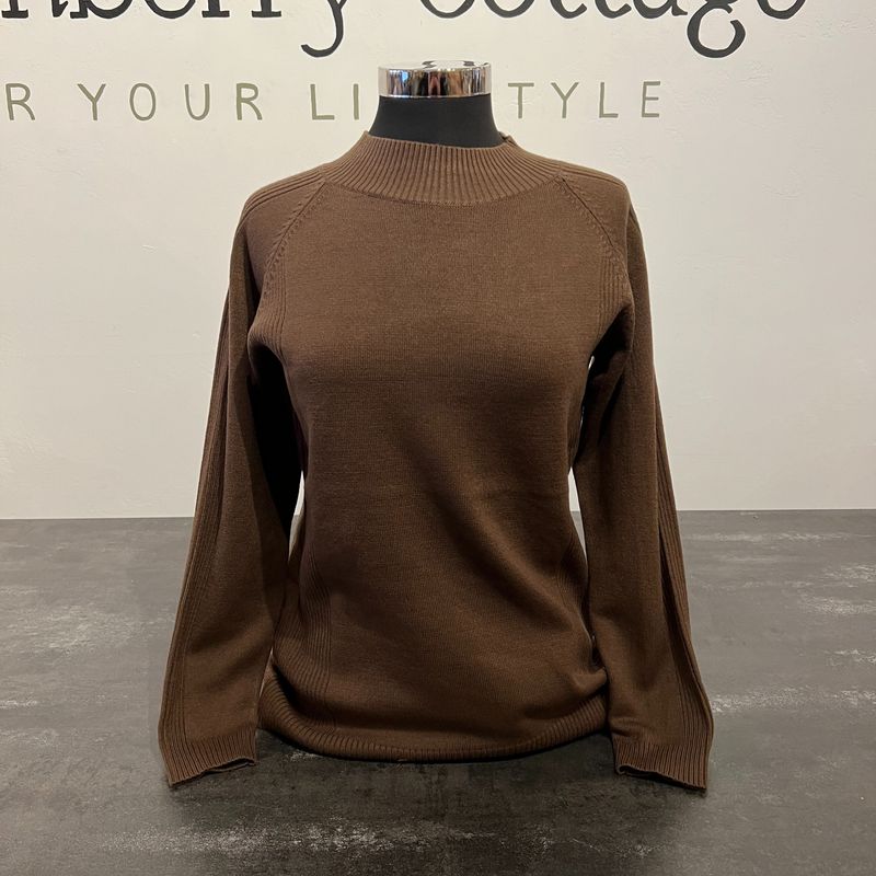 Papa Fashions Brown Ribbed Side Pull Over Sweater