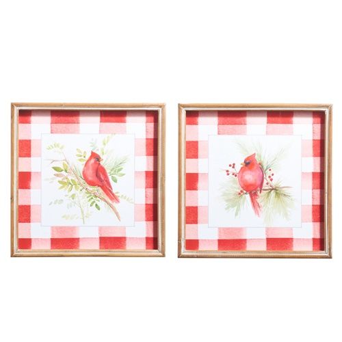 14&quot; Gingham Cardinals