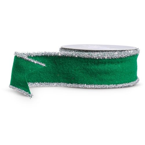 Green Felt Ribbon With Tinsel Trim