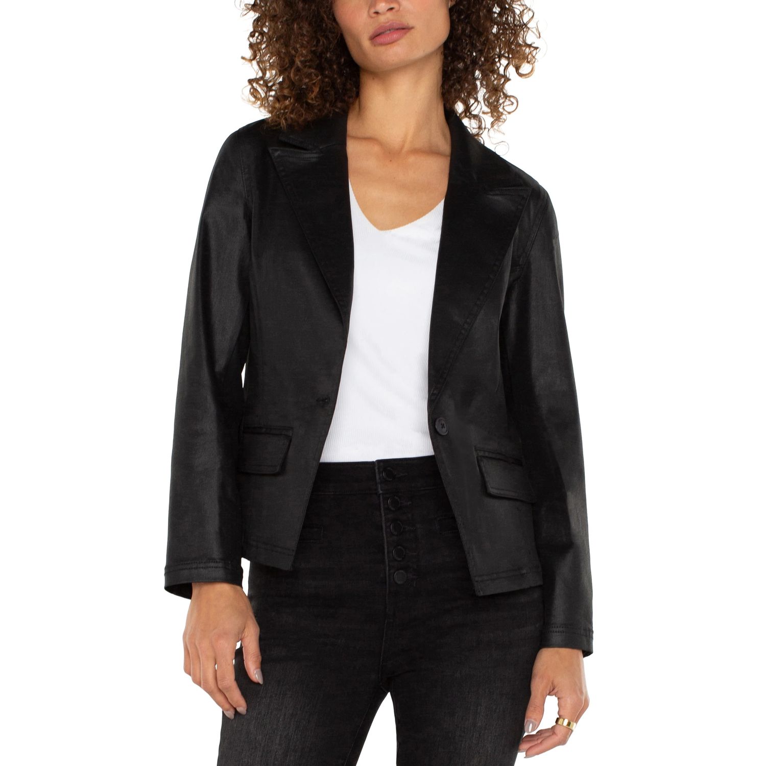 Liverpool Black Notch Collar One Button Jacket