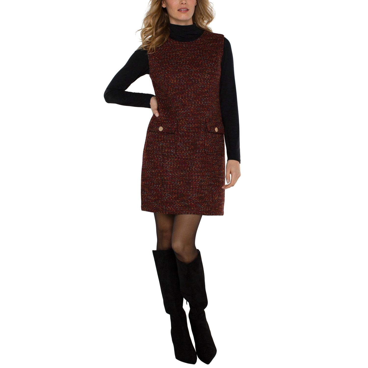 Liverpool Multi Bordeaux Sleeveless Shift Dress