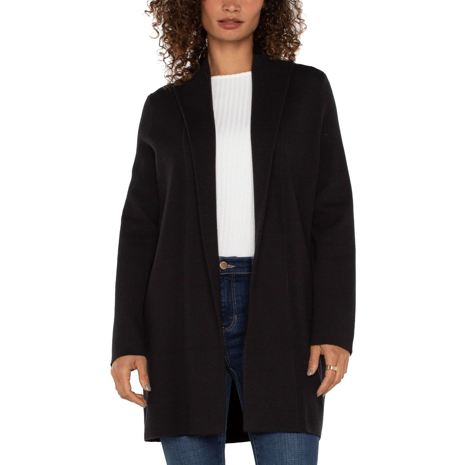 Liverpool Long Sleeve Black Open Front Coatigan