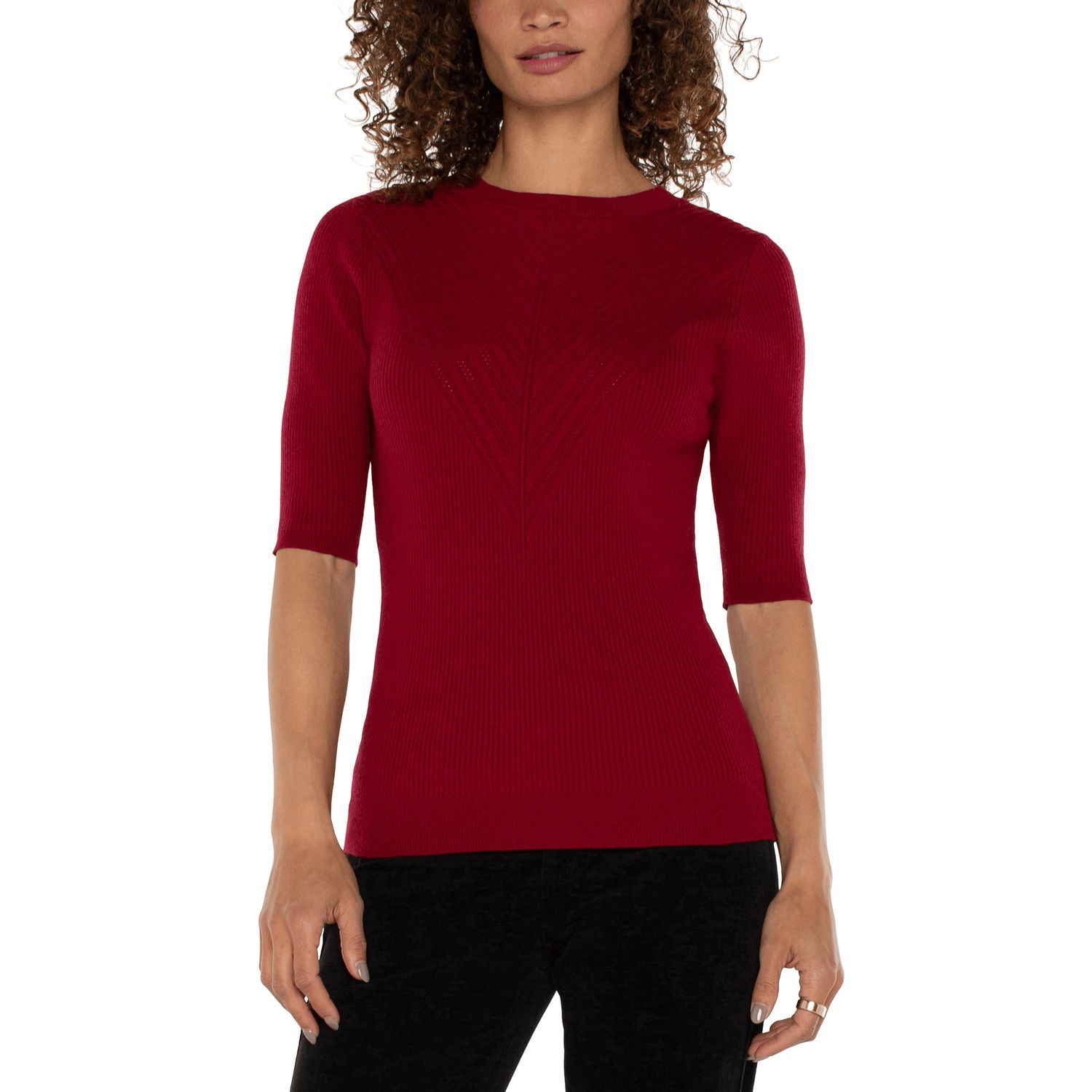 Liverpool Ruby Funnel Neck Elbow Sleeve Shirt
