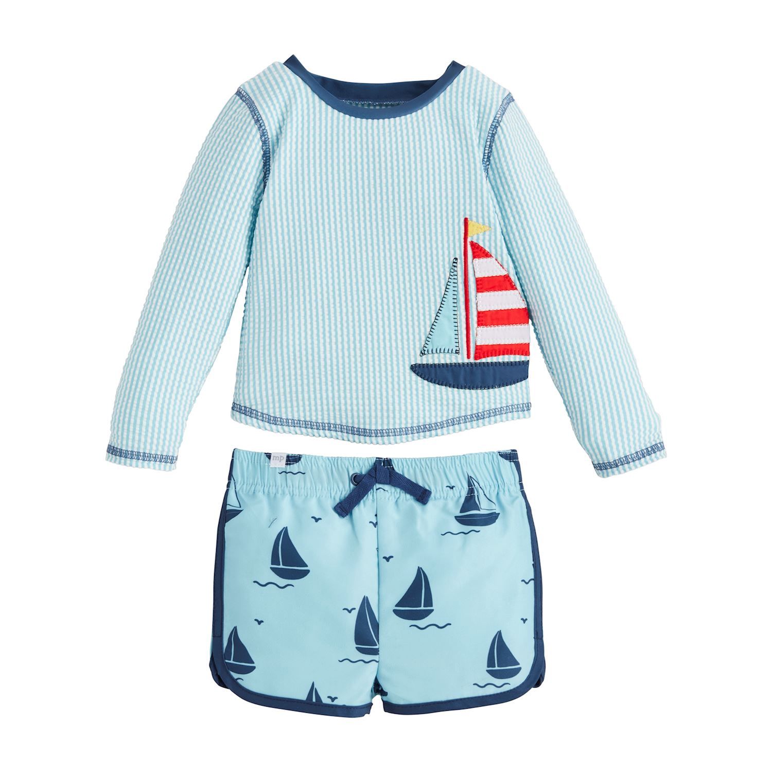 Sailboat Rash Guard &amp; Swim Trunks Set