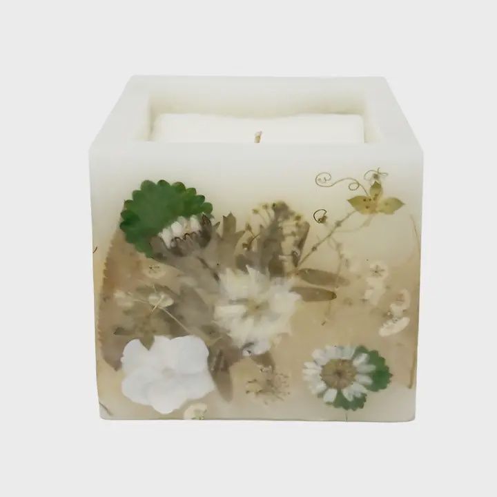 Andaluca Pressed Flower Hurricane Candle