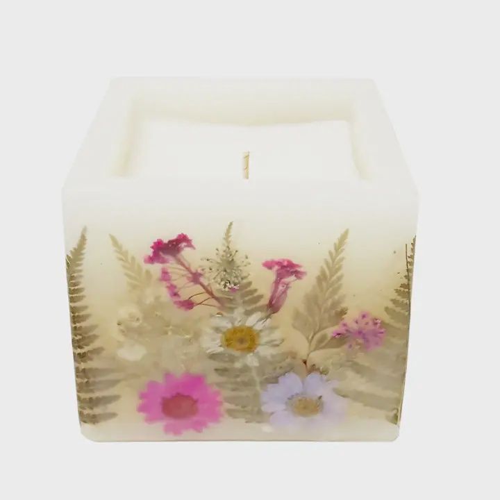 Andaluca Pressed Flower Hurricane Candle
