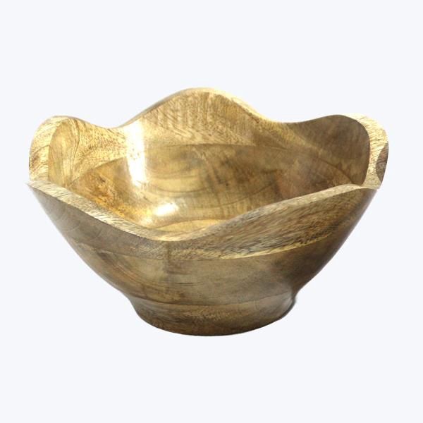 Mango Wood Scalloped Edge Bowl