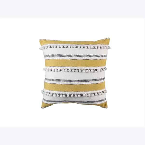 Mustard Cotton Tassel Accent Pillow