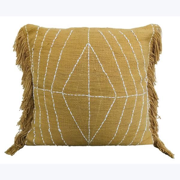 Mustard Cotton Woven Pillow