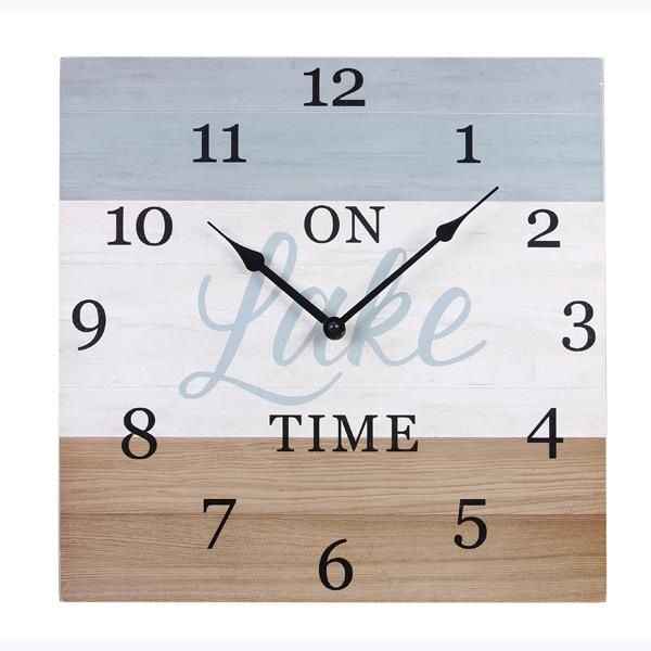 Lake House Wood Square Wall Clock