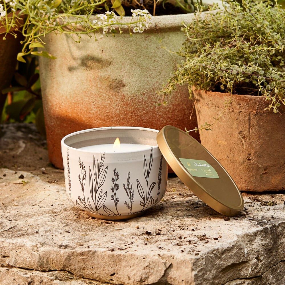 Thymes Poured Tin Candle, Type: Citronella Grove