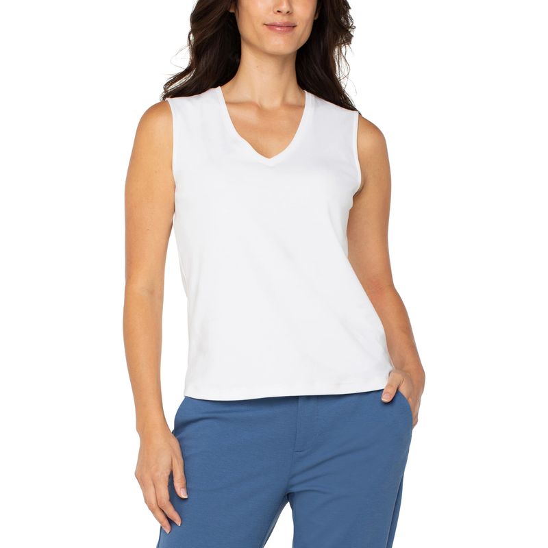 Liverpool White V Neck Knit Tank Top