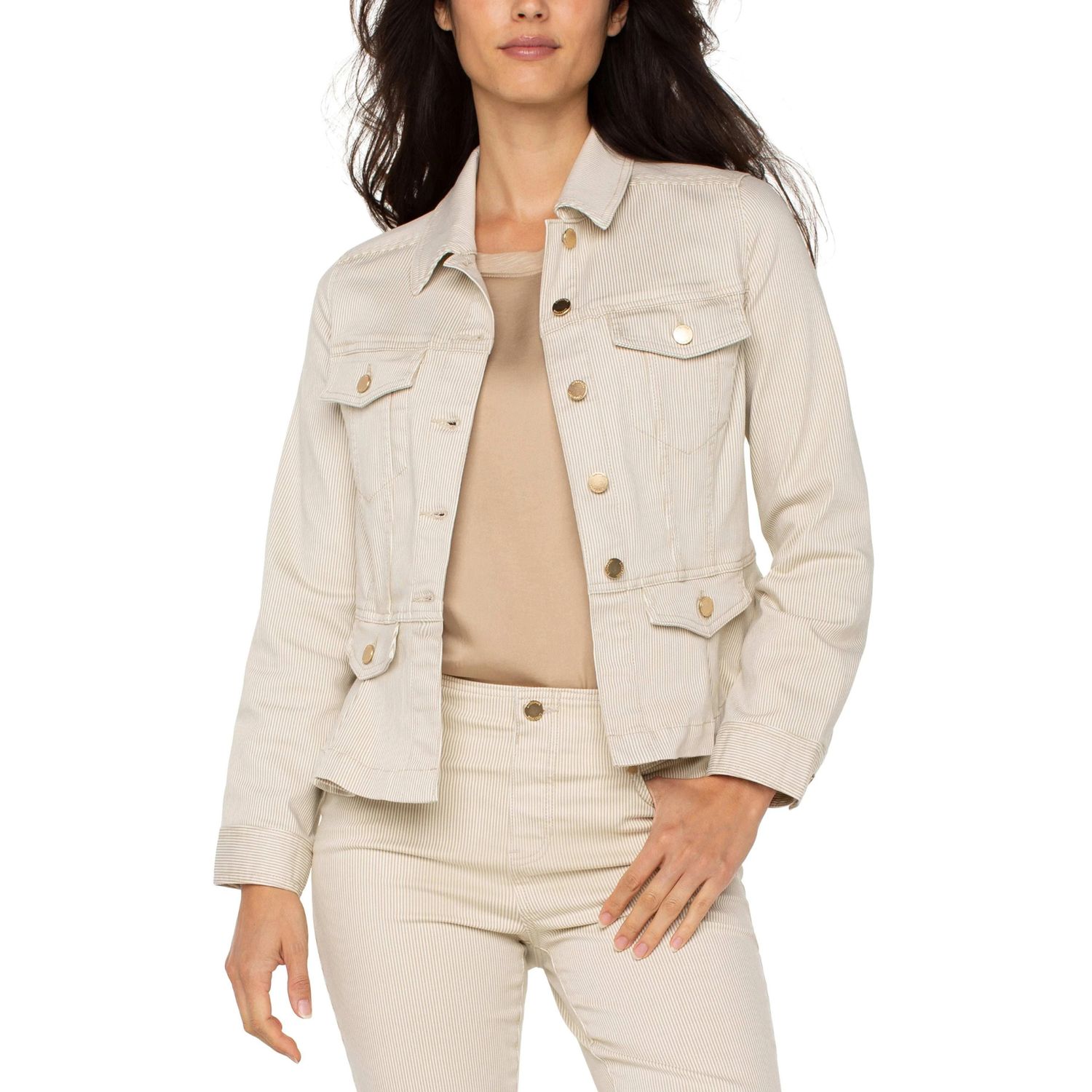 Liverpool Cappuccino Stripe Peplum Jacket