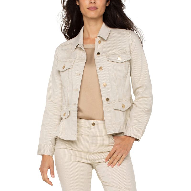 Liverpool Cappuccino Stripe Peplum Jacket