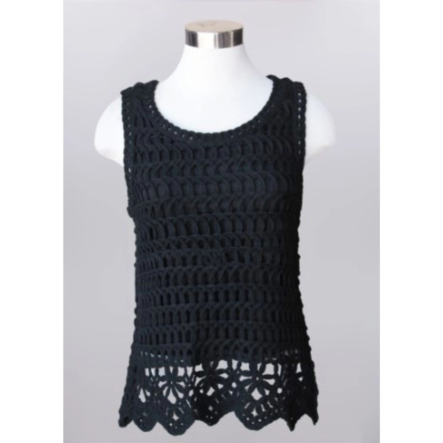 Keren Hart Black Crochet Open Knit Tank Top