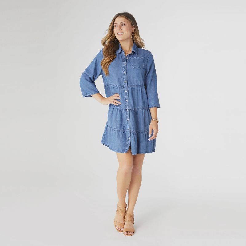 Coco &amp; Carmen Marissa Tiered Chambray Denim Dress