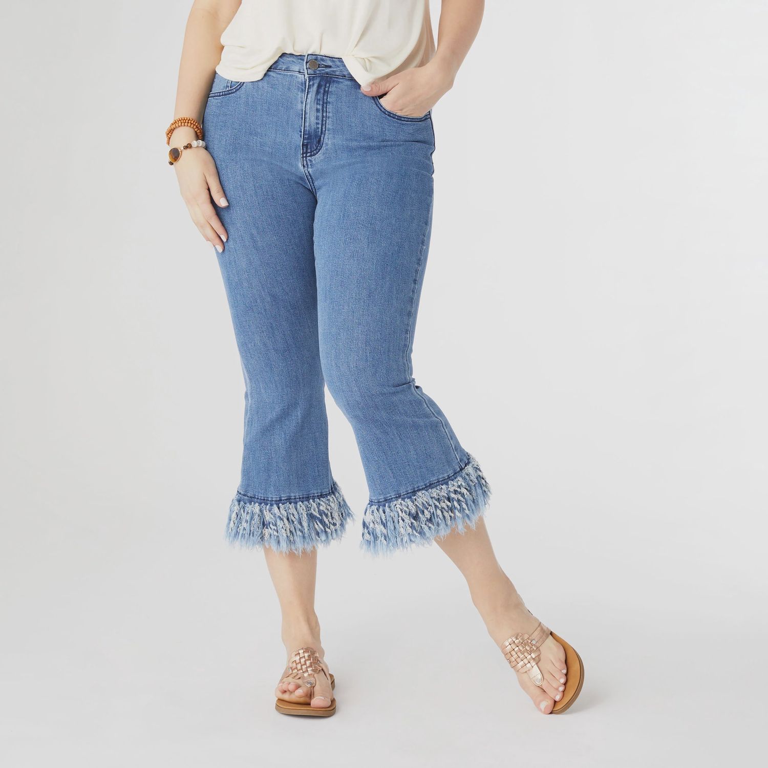 Coco &amp; Carmen Medium Wash Bamboo Soft Flare Capri