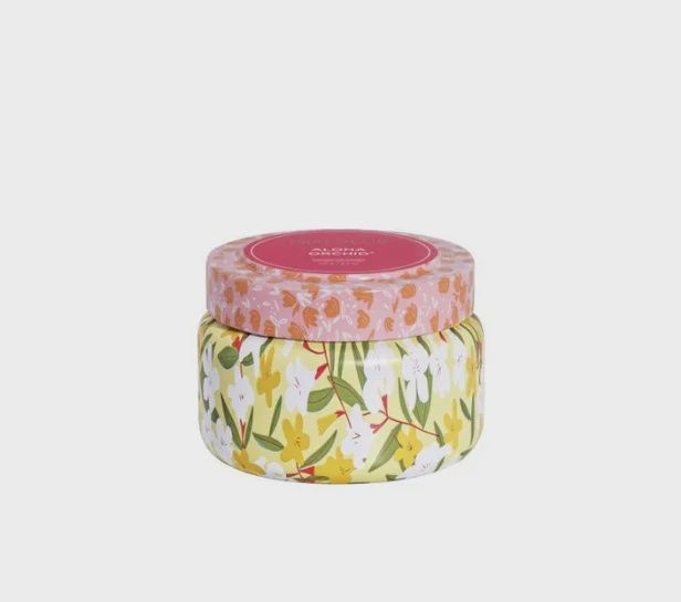Capri Blue Aloha Orchid Pattern Play Travel Tin