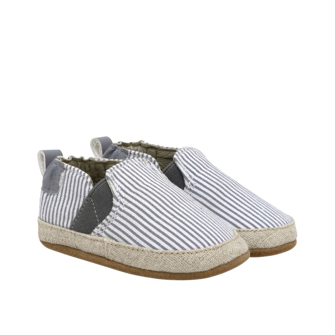 Robeez Grey Harbor Stripe Soft Soles Shoes