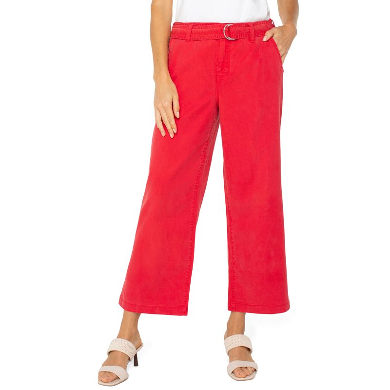 Liverpool Geranium Stride High Waisted Crop Wide Leg Pants