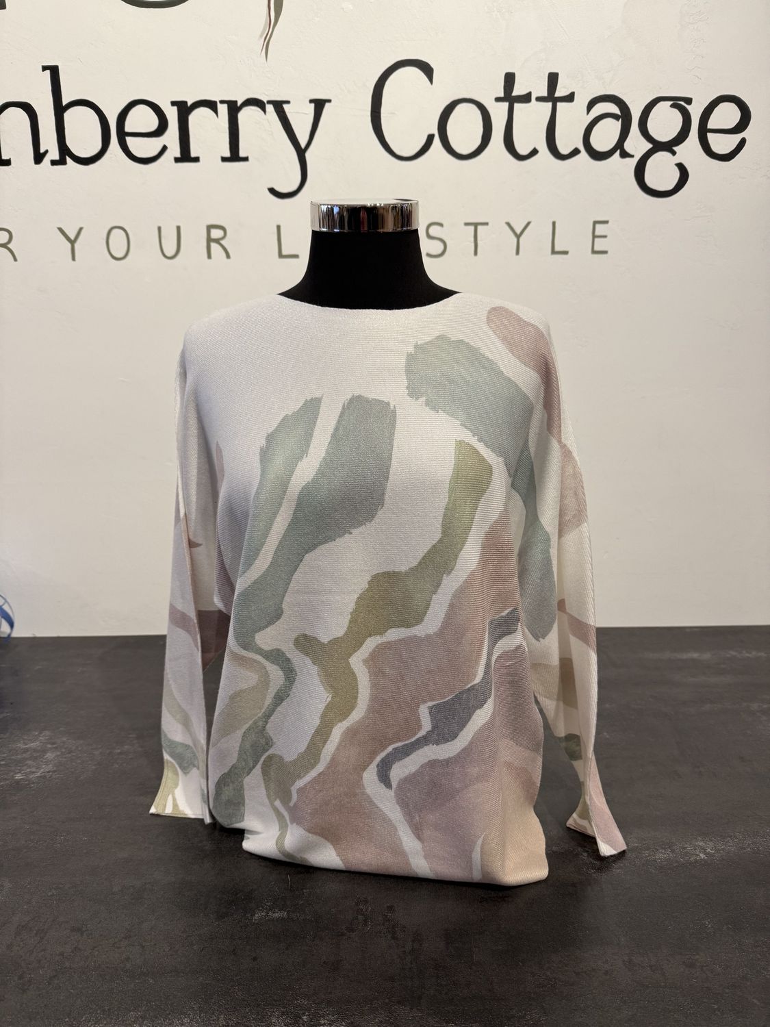 Keren Hart Sweater Floral Drop Sleeve Top