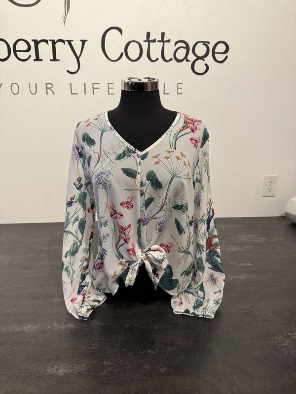 Keren Hart Floral Tie Blouse