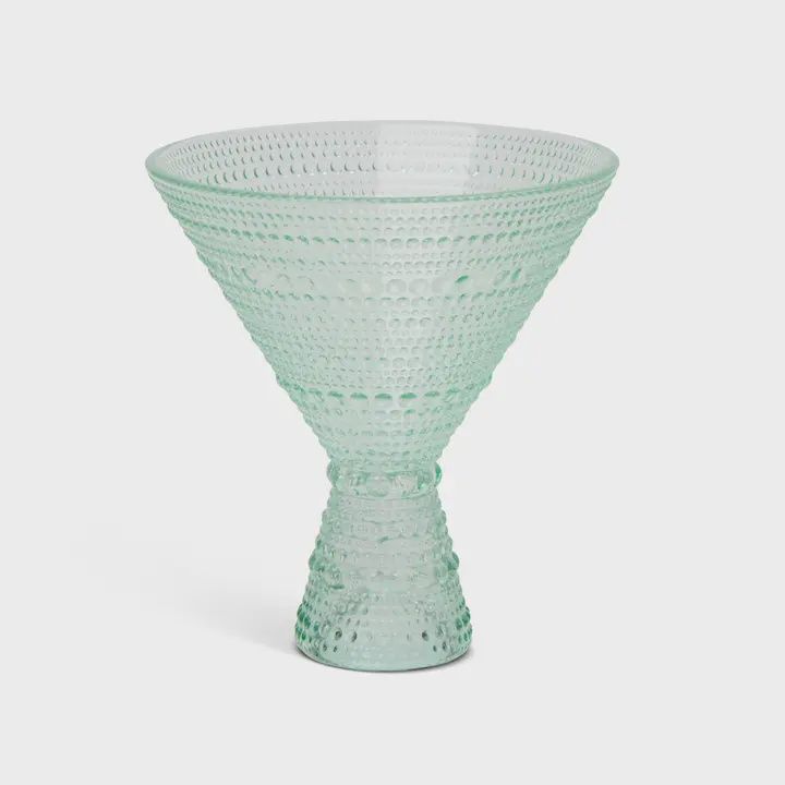 Dotted Glass Martini Glasses, Colour: Green Iridescent