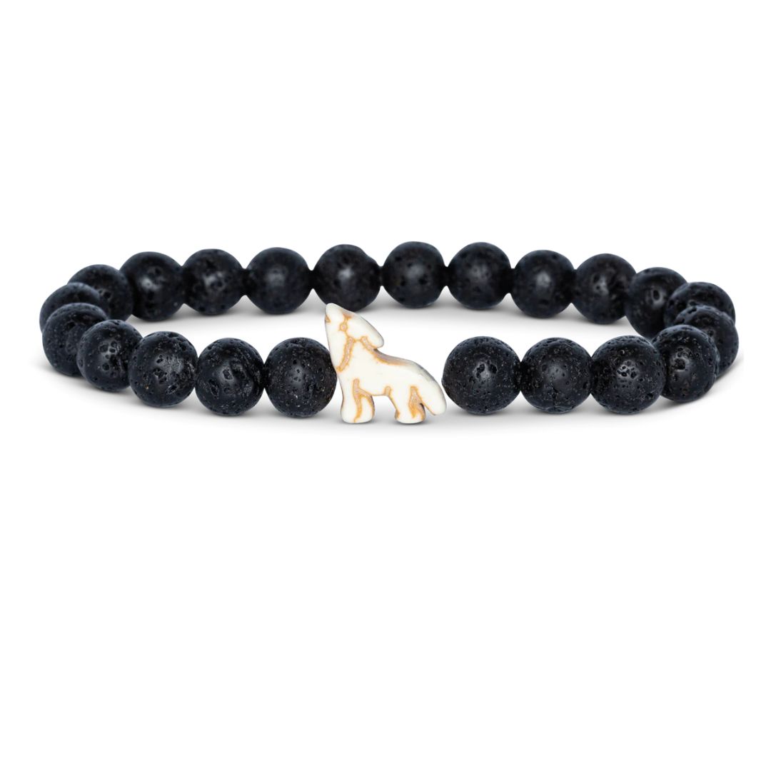 Wolf Tracking Bracelet, Type: Lava Stone