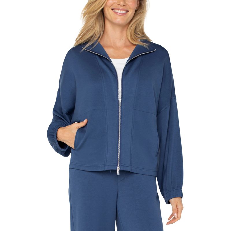 Liverpool Prussian Blue Zip Up Funnel Neck Jacket