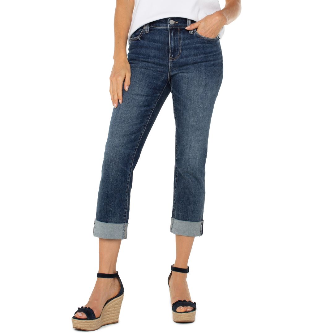 Liverpool Charlie Crop Wells Wide Rolled Cuff Jeans