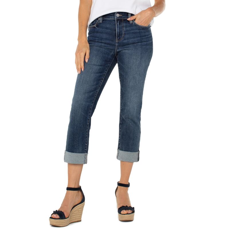 Liverpool Charlie Crop Wells Wide Rolled Cuff Jeans