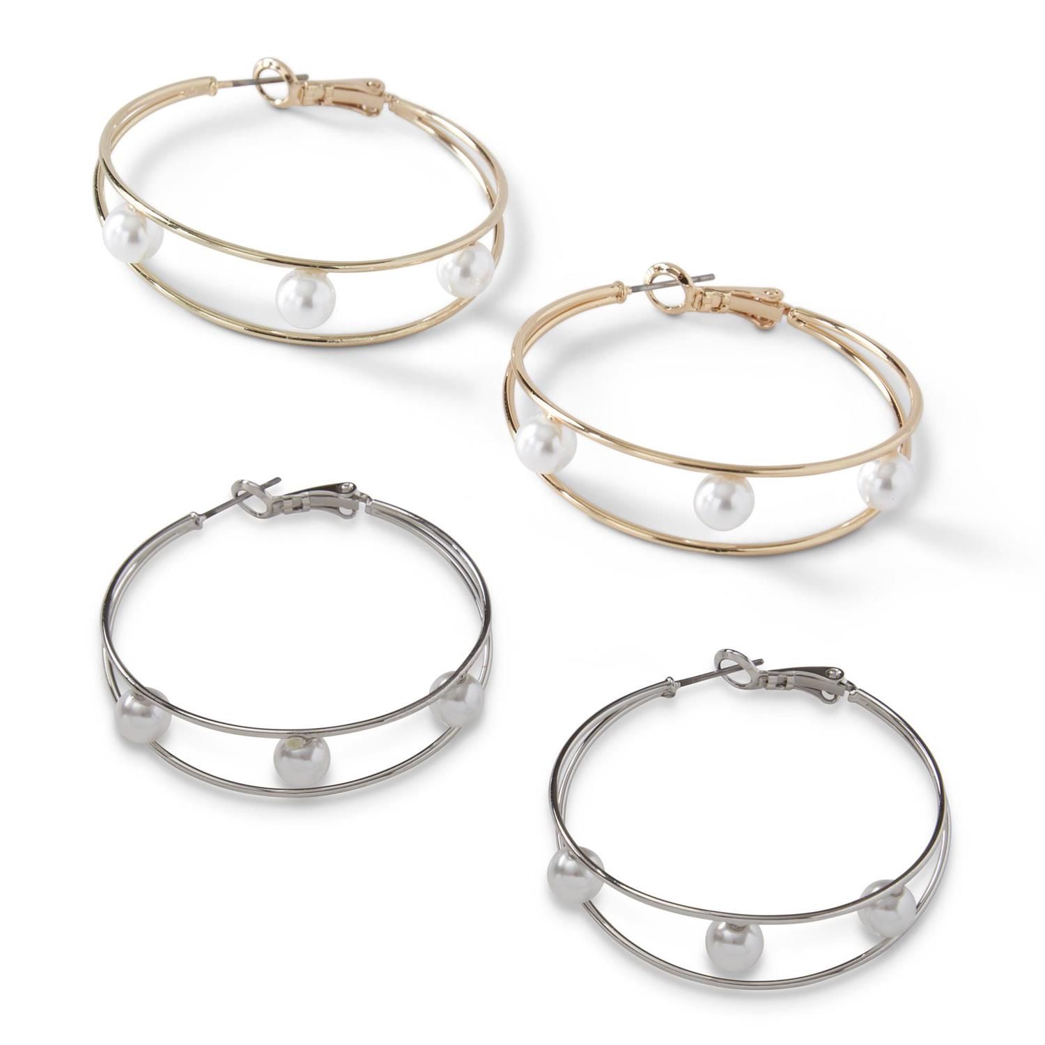 Pearls In Hoops Earrings