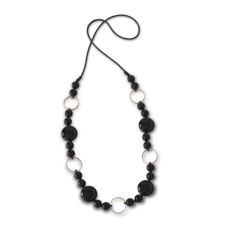 Black &amp; Gold Round Bead Necklace