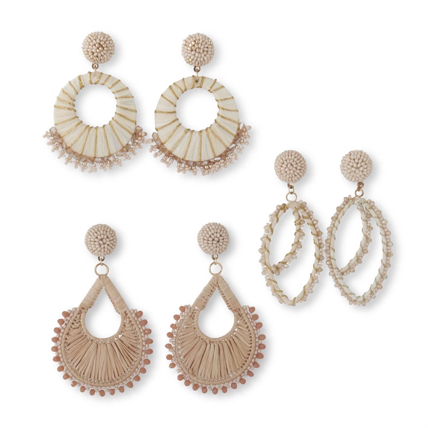 Peach Bead &amp; Thread Earrings