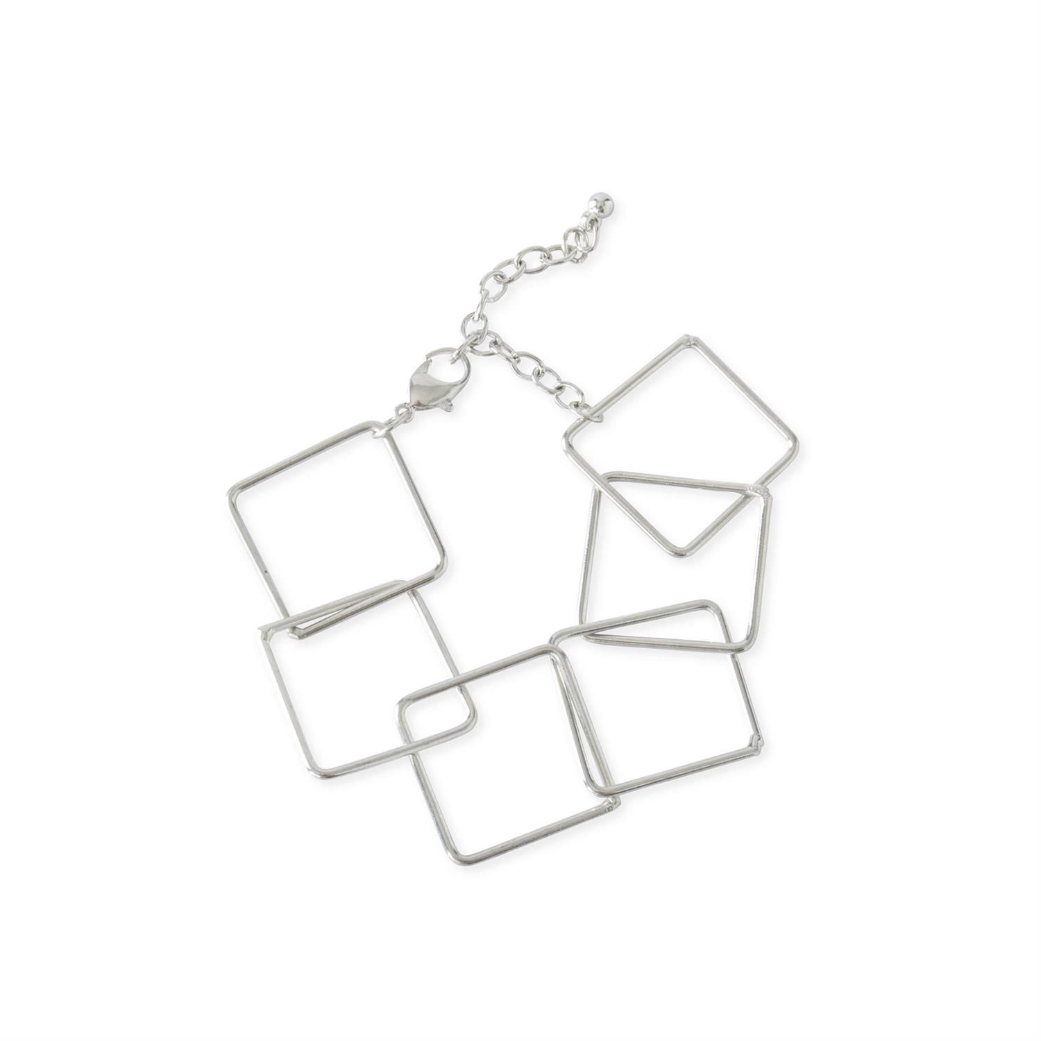 Open Square Link Chain Bracelet, Colour: Silver