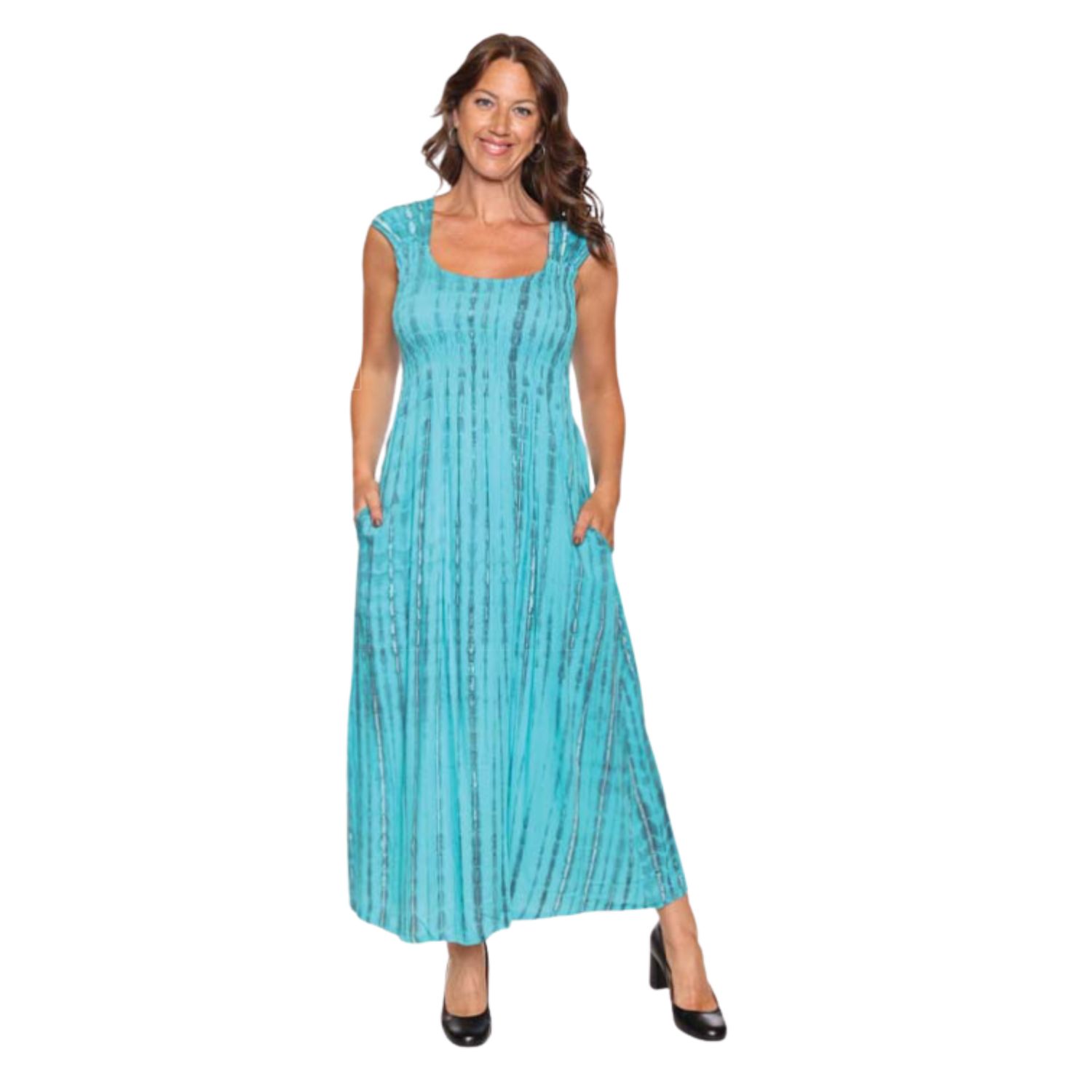 Papa Fashions Turquoise Tank Dress