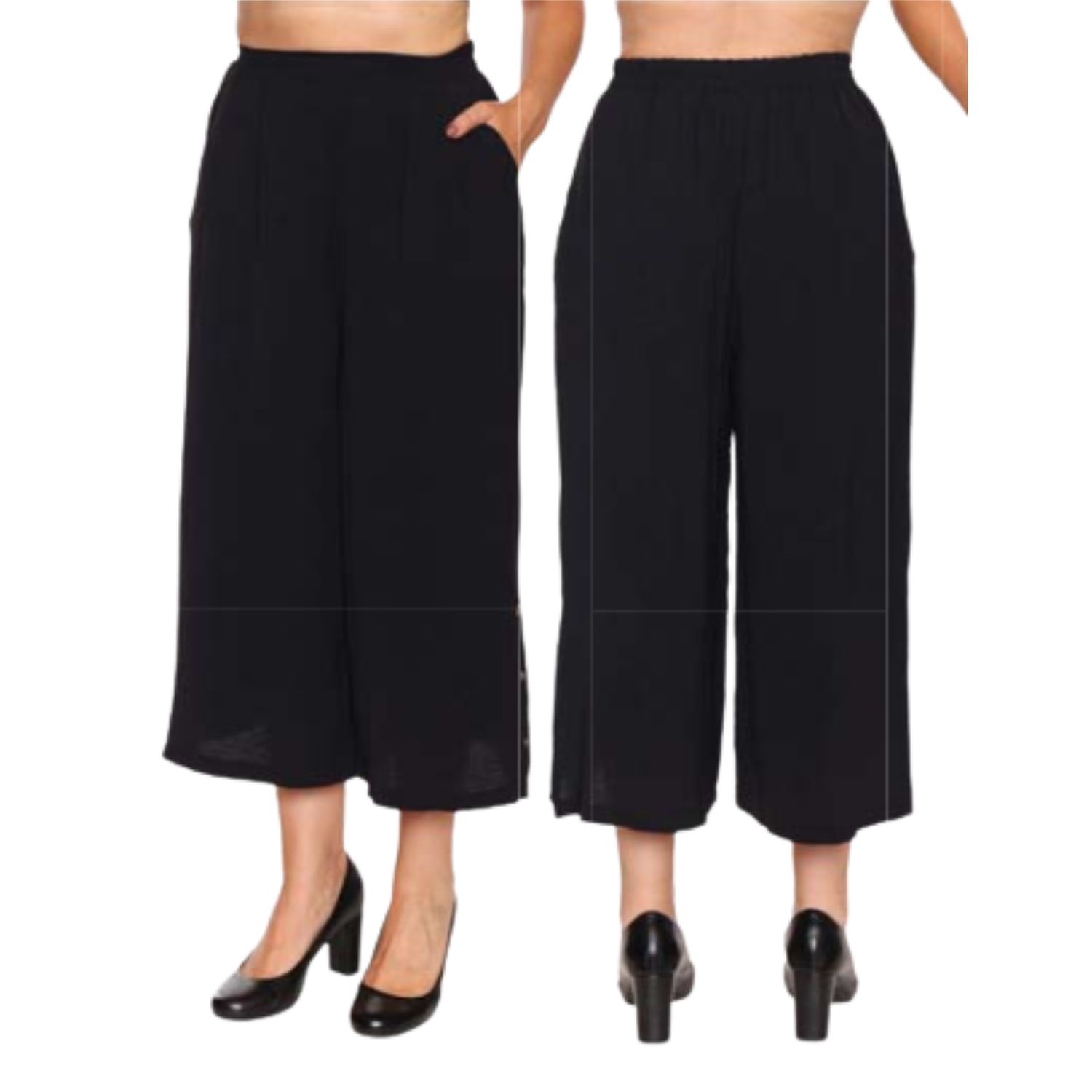 Papa Fashions Black Wide Leg Pants