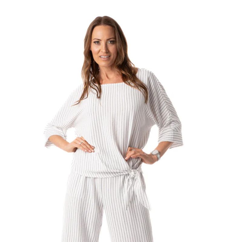 Pure Essence Whitedove Striped Short Sleeve Tunic