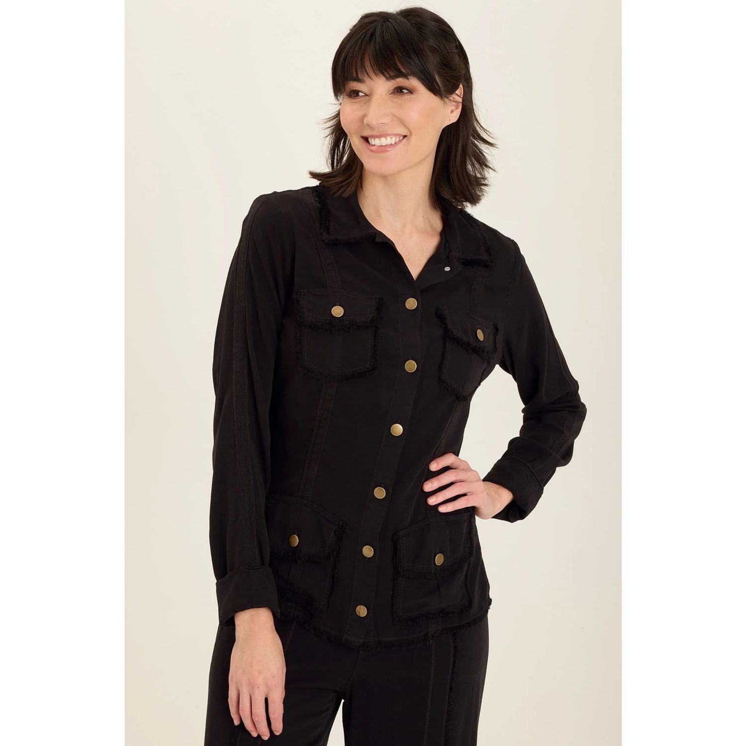 Wearables Black Twill Safari Jacket
