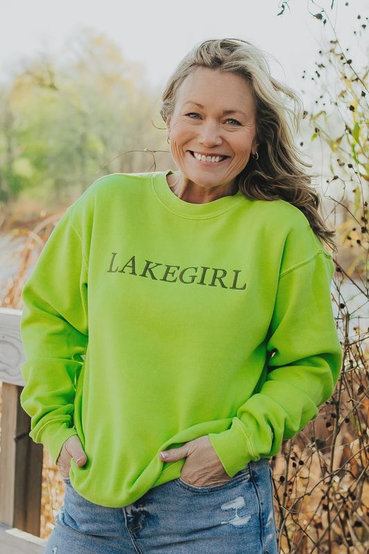 Lakegirl Ringspun Lime Green Fleece Crew