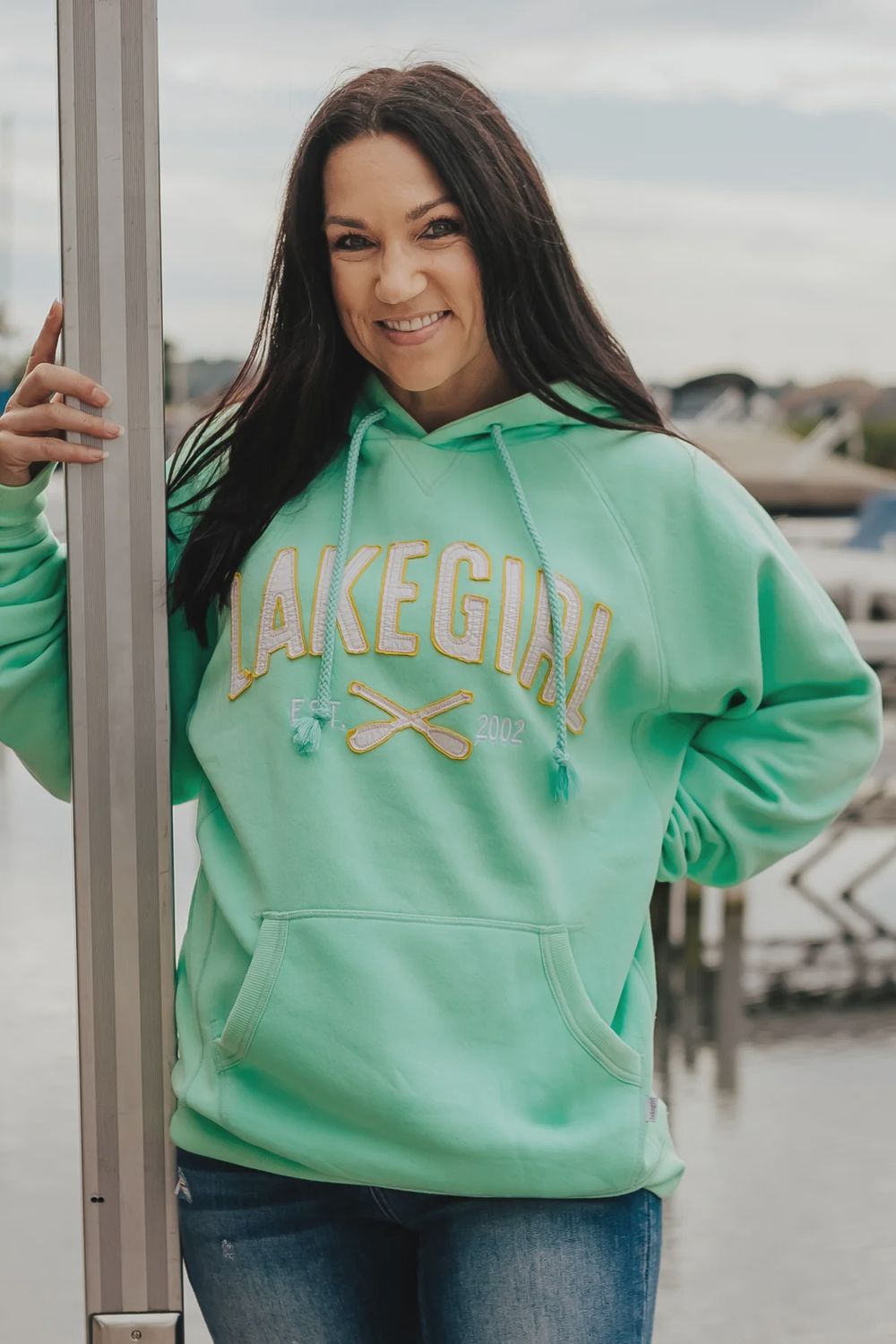 Lakegirl Mint Sanded Fleece Hooded Sweatshirt