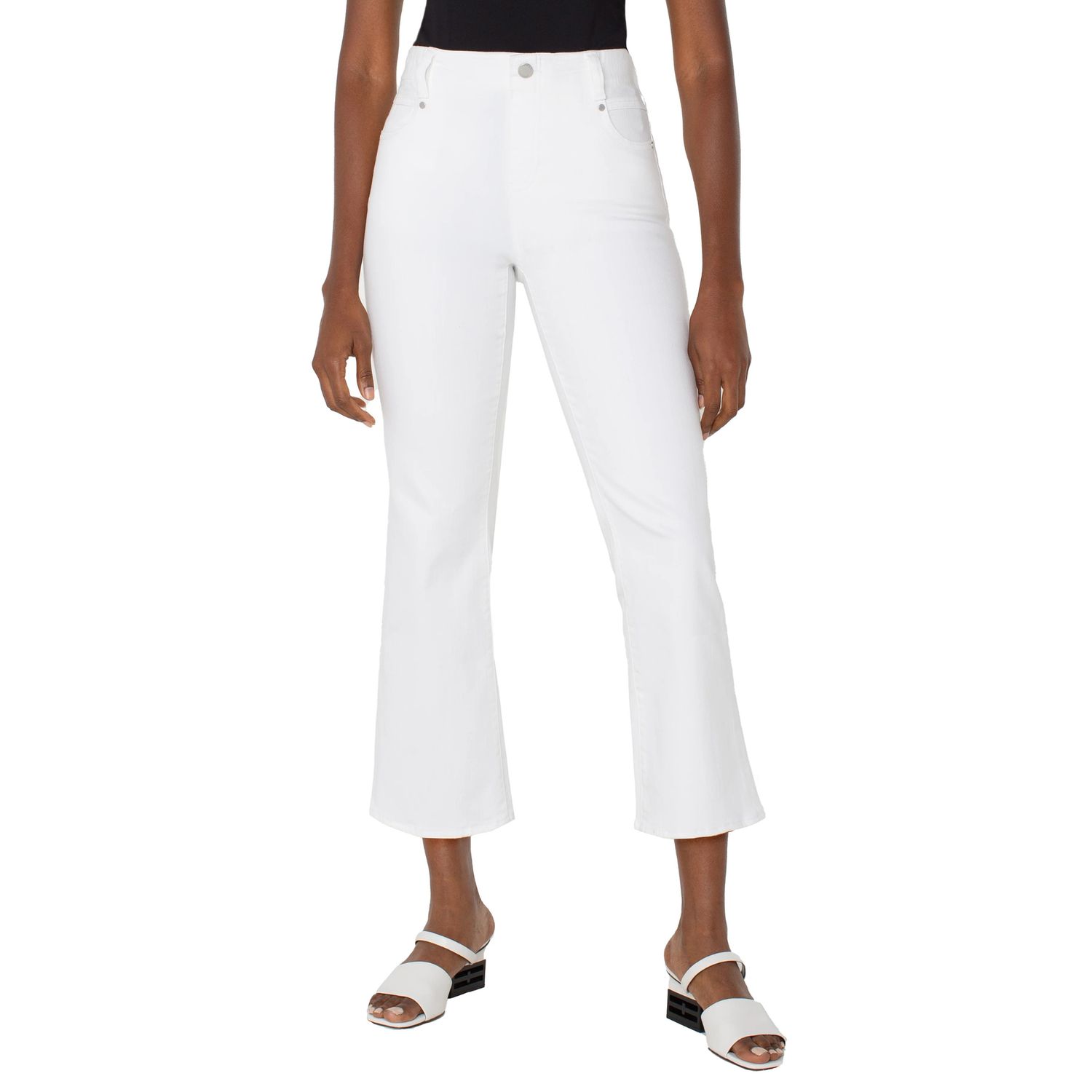 Liverpool Gia Glider White Tulip Crop Flare Pants